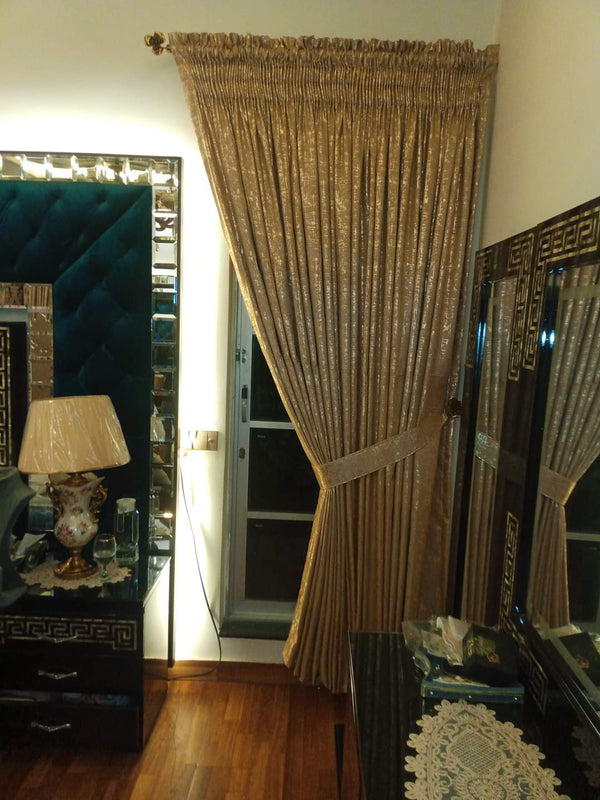 2 Panel  Texture Velvet Curtain With Double  Nefa  And Double Riffle Tape  And 1 Tie Belt