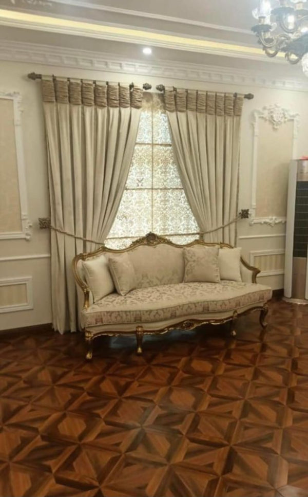 2 Panel Velvet Curtains with Loop Design And 2 Tussels