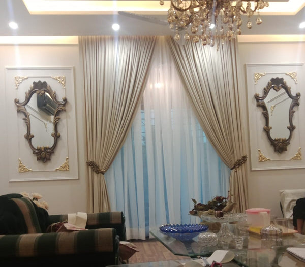 2 Panel Velvet Curtains  2 Panel Shafoon Curtains And 2 Tie Belts