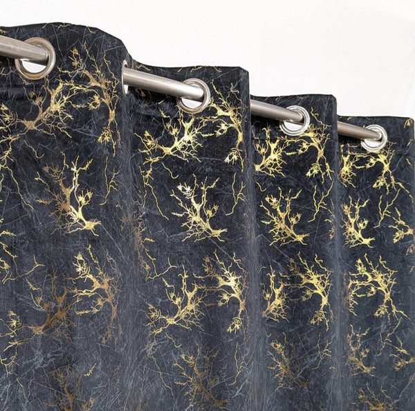 2 Panel Texture Velvet Curtain With Stainles Steel Ring