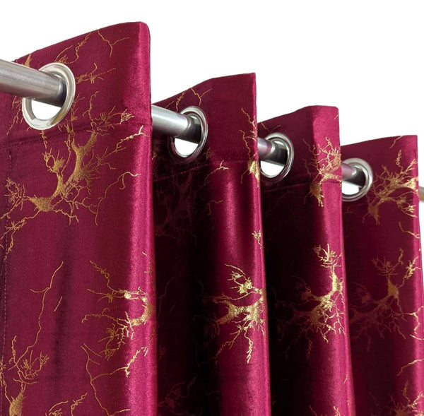2 Panel Texture Velvet Curtain  With Stainless Steel Ring