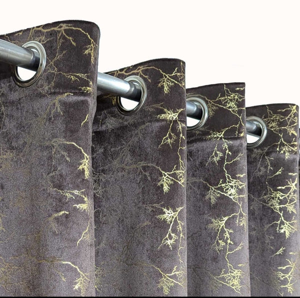 2 Panel Texture Velvet Curtain With Stainless Steel Ring