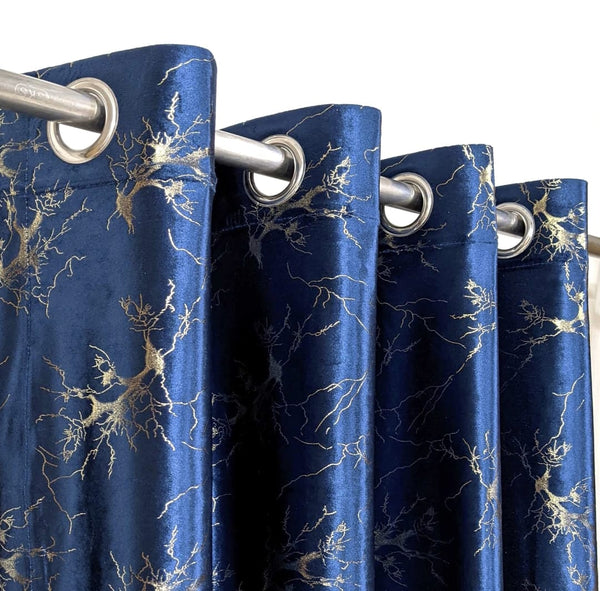 2 Panel Texture Velvet Curtain  With Stainless Steel Ring