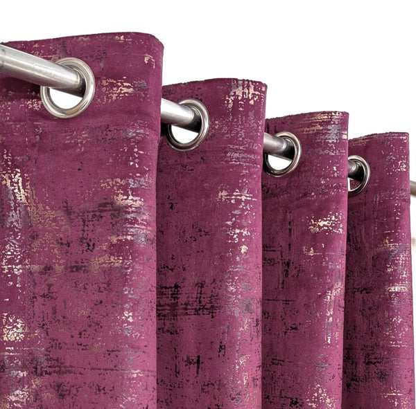 2 Panel Texture Velvet Curtain With Stainless Steel Ring