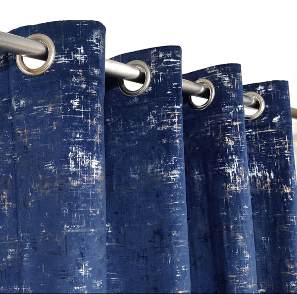 2 Panel Texture Velvet Curtain With Stainless Steel Ring