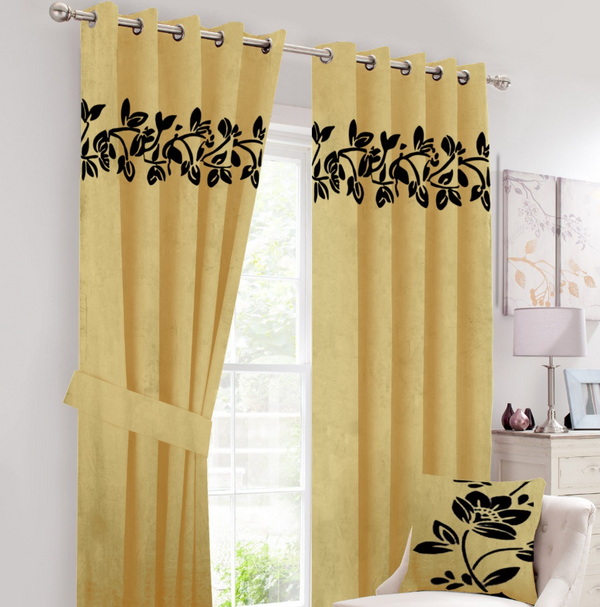 Velvet Curtains with 2 cushion cover , 2 tie belts