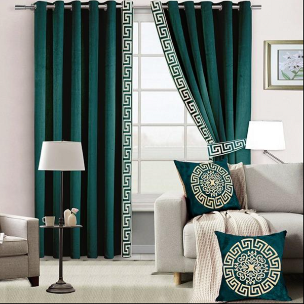 Velvet Curtains with 2 cushion cover and tie belts