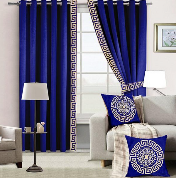 Velvet Curtains with 2 cushion cover and tie belts