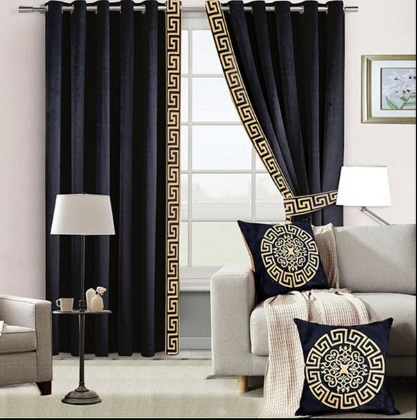 Velvet Curtains with 2 Cushion cover and tie belts