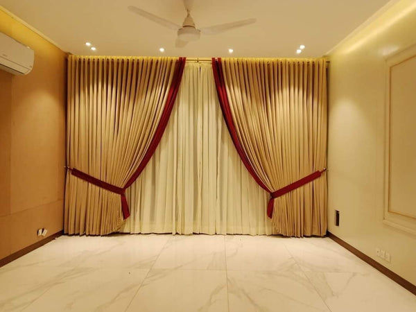 2 Panel Velvet Curtains 2 Panel Shafoon Curtains and 2 Tie Belts