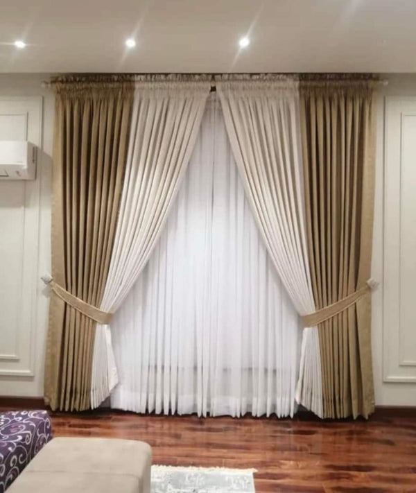 4 panel velvet curtains 2 panel shafoon curtains  and 2 tie belts
