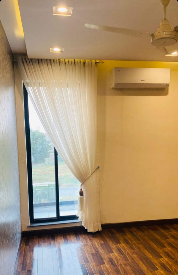 2 Panel Shafoon Curtains  1 Tussels