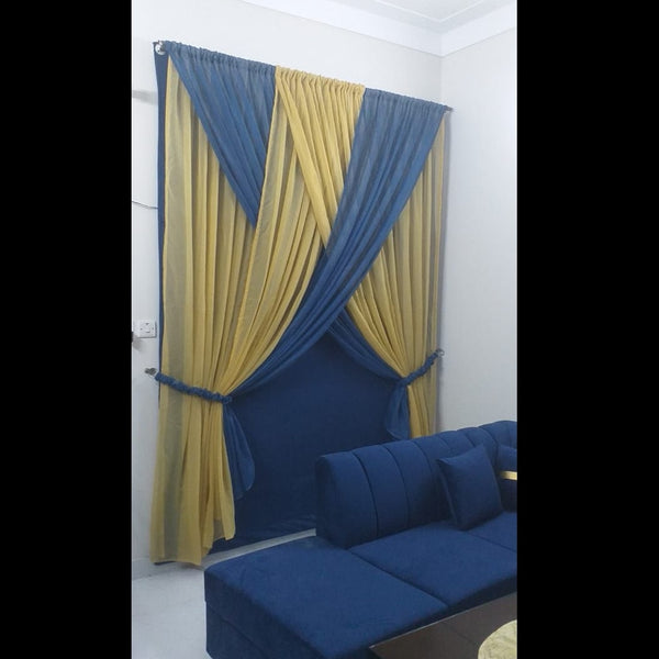 6 Panel Shafoon Curtains 1 Roman Blinds  2 Tie Belts