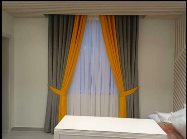 4 Panel Velvet Curtains 2 Panel Shafoon Curtains  2 Tie Belts