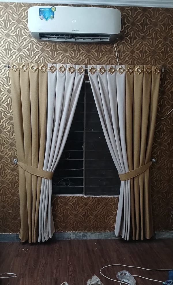 4 Panel Vevet Curtain With Front Ring Show  2 Tie Belts