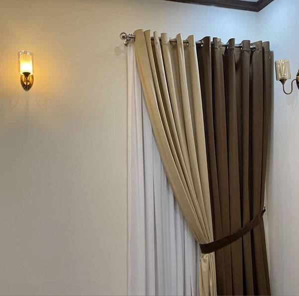 2 Panel Velvet Curtain 1 Panel Shafoon Curtain 1 Tie Belt